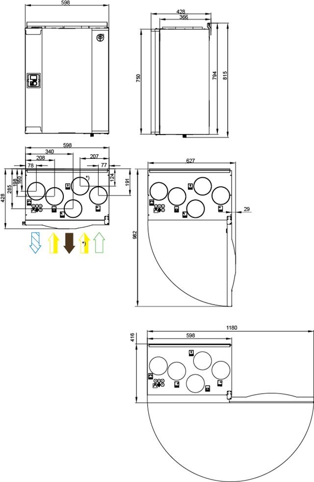Размеры приточно-вытяжной установки Systemair SAVE VTR 200/B L 1000W